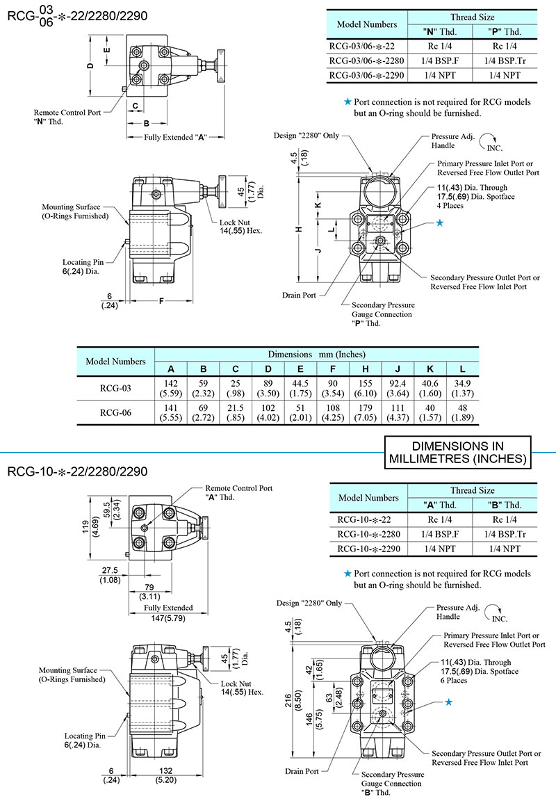 Van RCG 06 C 22 Van giảm áp suất RG RT RCG RCT series Yuci Yuken